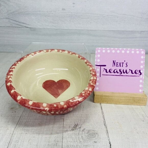 Roseville The Workshop of Gerald Henn ROSE SPONGE Red Spongeware Rim Soup Bowl - Picture 1 of 13